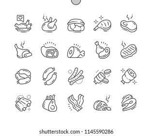 Meat Well-crafted Pixel Perfect Vector Thin Line Icons 30 2x Grid for Web Graphics and Apps. Simple Minimal Pictogram