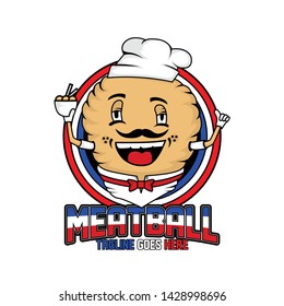 meatball bakso chef mascot logo template vector illustration