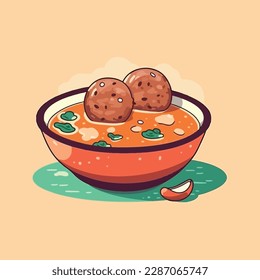 meatball bakso chef mascot logo template vector illustration