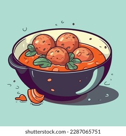 meatball bakso chef mascot logo template vector illustration