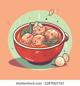 meatball bakso chef mascot logo template vector illustration
