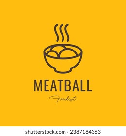 Fleischball-Rindsschüssel Geschmack lecker schlichte Linie minimalistisches Logo Design Vektorsymbol Vektorgrafik