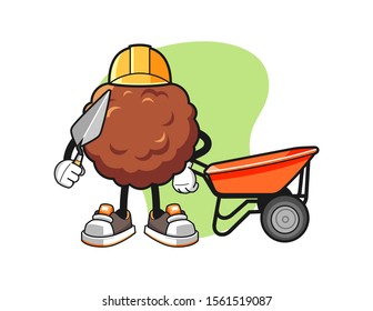 Meatball builder cartoon. Mascot Character vector.