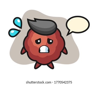 Meatball cartoon with afraid gesture