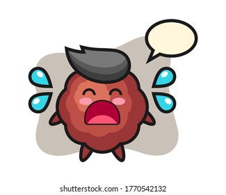 Meatball cartoon with crying gesture