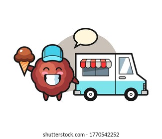 Meatball Cartoon With Ice Cream Truck