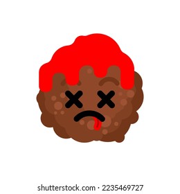 Meatball cartoon isolated. cute meatball food Vector illustration