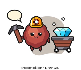 Meatball cartoon as a miner