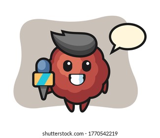Meatball cartoon as a news reporter