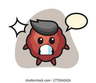 Meatball cartoon with shocked gesture
