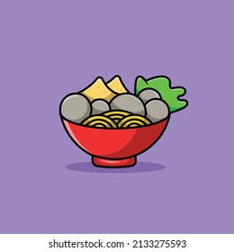 Meatball Cartoon Vector Icon Illustration. Food Icon Concept Isolated Premium Vector. Flat Cartoon Style