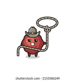 the meatball cowboy with lasso rope , cute design