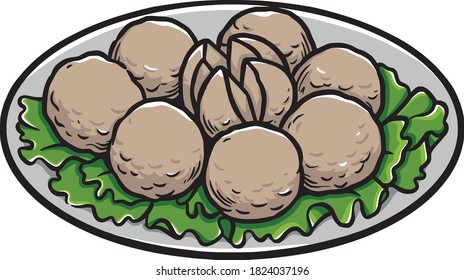 Meatball Delicious Food Drawing Illustration