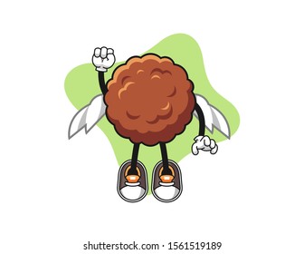 Meatball fly cartoon. Mascot Character vector.