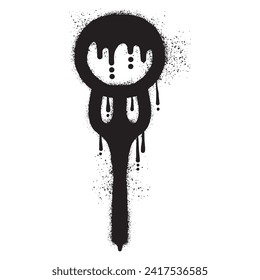 Meatball graffiti on fork drawn  with black spray paint