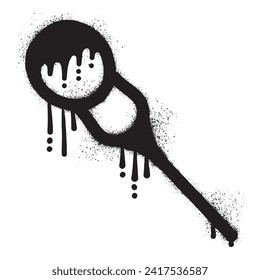 Grafiti de bola de carne sobre el tenedor dibujado con pintura de aerosol negro