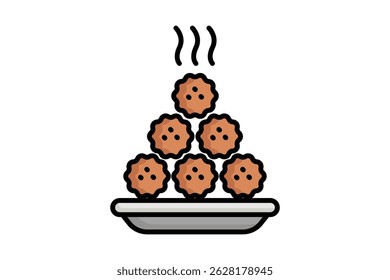 Meatball icon. colored outline icon style. icon related to ground meat. food elements vector illustration