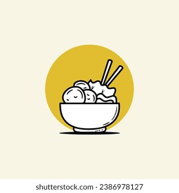 meatball. illustration of Indonesian food meatballs. meatballs served in a bowl