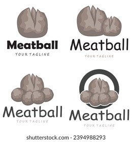 meatball logo design illustration template for Asian food, processed meat, restaurant, business