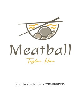 meatball logo design illustration template for Asian food, processed meat, restaurant, business