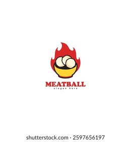 meatball logo design illustration template for asian food, processed meat, restaurant, business vector template