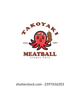 meatball logo design illustration template for asian food, processed meat, restaurant, business vector template