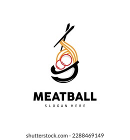 Meatball Logo, Vector For Food Stall Brand, Fast Food Simple Design Icon, Template Illustration