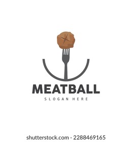 Meatball Logo, Vector For Food Stall Brand, Fast Food Simple Design Icon, Template Illustration