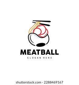 Meatball Logo, Vector For Food Stall Brand, Fast Food Simple Design Icon, Template Illustration