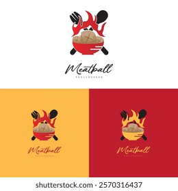 Meatball Logo, Vector For Food Stall Brand, Fast Food Simple Design Icon, Template Illustration