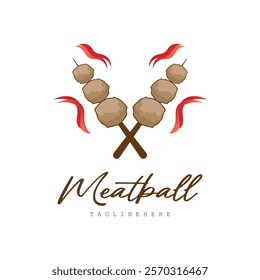 Meatball Logo, Vector For Food Stall Brand, Fast Food Simple Design Icon, Template Illustration