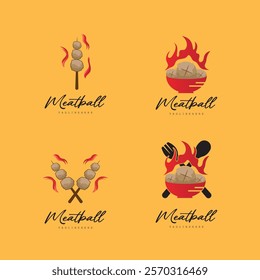 Meatball Logo, Vector For Food Stall Brand, Fast Food Simple Design Icon, Template Illustration