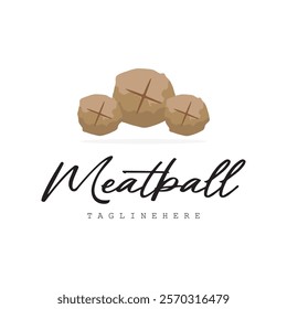 Meatball Logo, Vector For Food Stall Brand, Fast Food Simple Design Icon, Template Illustration