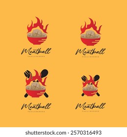 Meatball Logo, Vector For Food Stall Brand, Fast Food Simple Design Icon, Template Illustration