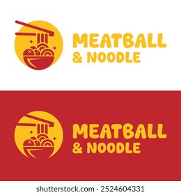 meatball and noodle flat minimalist logo design