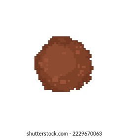 Meatball pixel art. 8 bit ball of meat. pixelated food Vector illustration