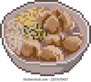 Meatball pixel art, bakso pixel art