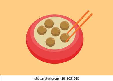 Meatball in a Red Bowl