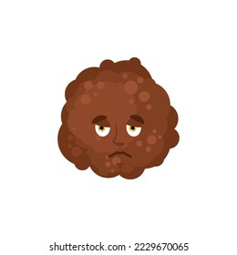 Meatball sad Emoji. ball of meat sorrowful emotion isolated