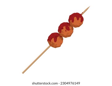 Meatball satay. Simple flat illustration.