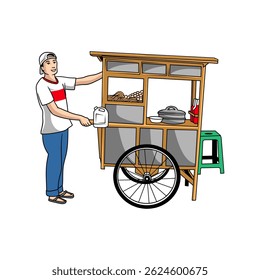 meatball seller cartoon illustration vector image