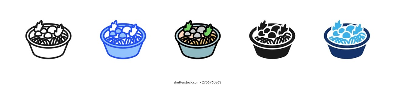 Meatball Soup Icon Collection With Multiple Styles