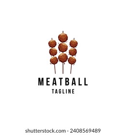 Meatball street food logo icon design template flat vector