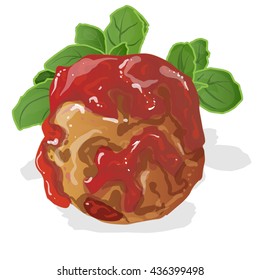 meatball in tomato sauce vector illustration