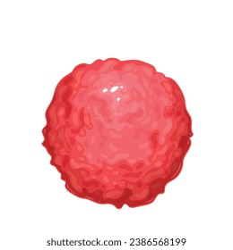 Meatball vector illustration. Cartoon isolated top view of one small red ball of raw minced spicy beef or pork, fresh veal and chicken, uncooked meatball for cooking delicious dinner in kitchen