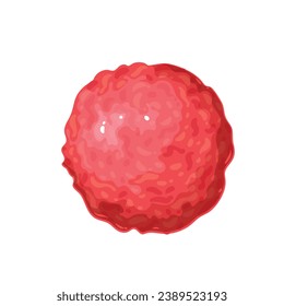 Meatball vector illustration. Cartoon isolated top view of one small red ball of raw minced spicy beef or pork, fresh veal and chicken, uncooked meatball for cooking delicious dinner in kitchen