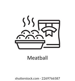 Meatball Vector Outline Icon Design illustration. Grocery Symbol on White background EPS 10 File