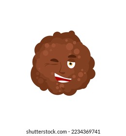 Meatball winking Emoji. ball of meat happy emotion isolated