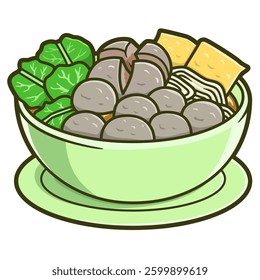 meatballs in a bowl cartoon illustration