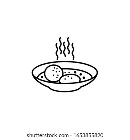 Meatballs Food outline vector icon. Outline vector icon on white background